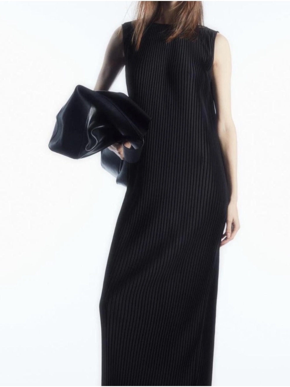 COS Dark Navy Pleated Sleeveless Maxi Dress Size XS